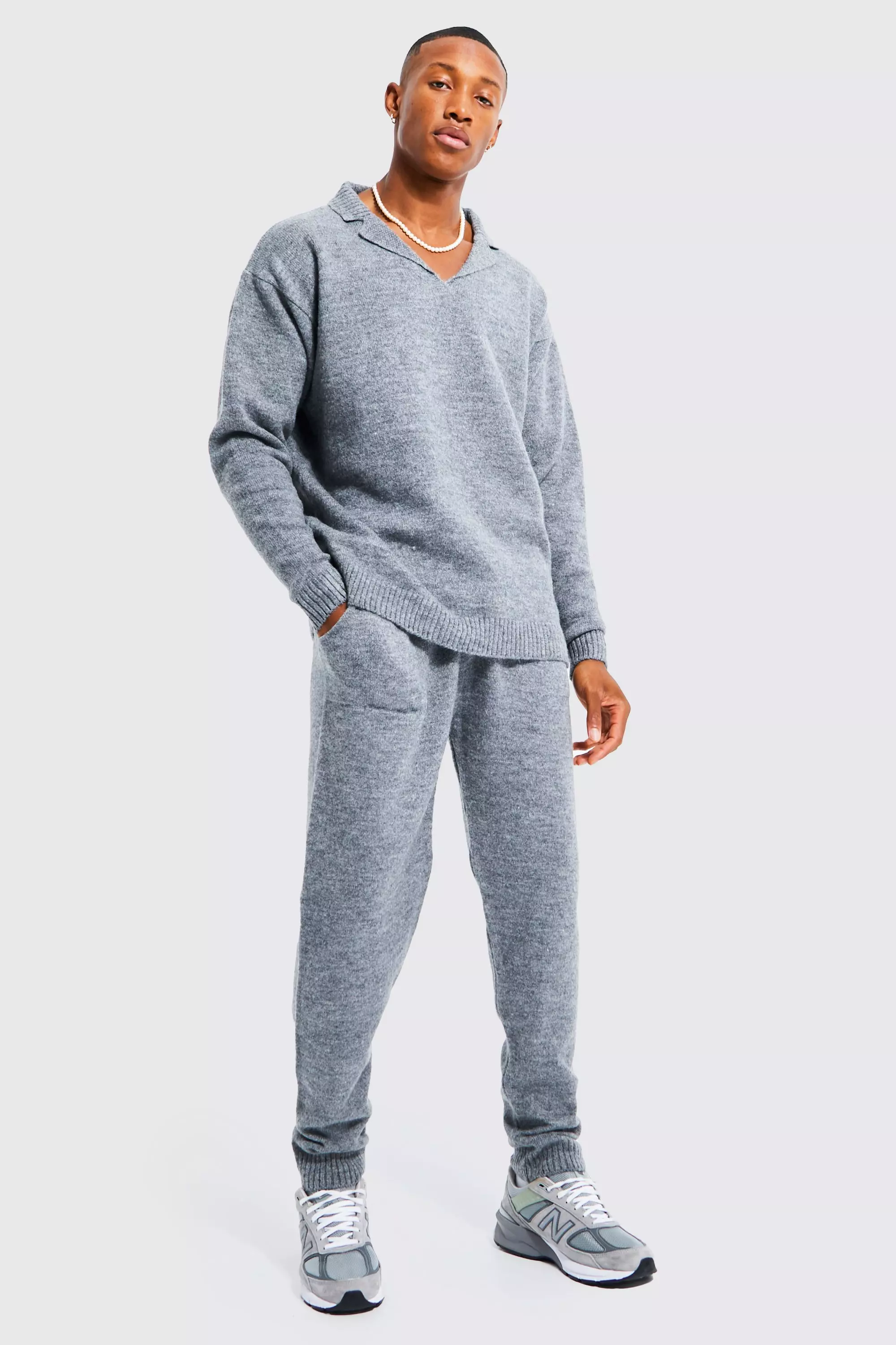 Grey sweatshirt tracksuit sale